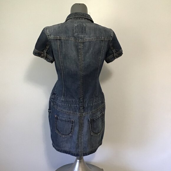 Esprit Short Sleeve Drop Waist Denim Mini Dress Size 8 - Picture 4 of 14